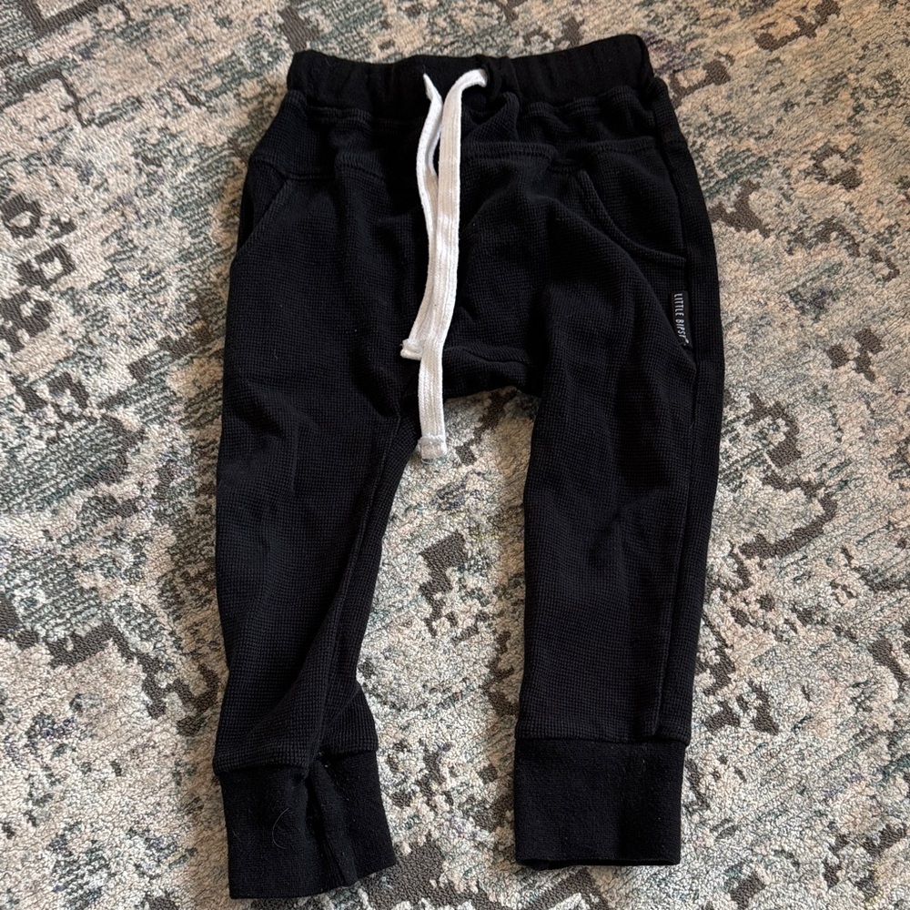 Little Bipsy Black Waffle Joggers 3-4T